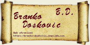 Branko Dosković vizit kartica